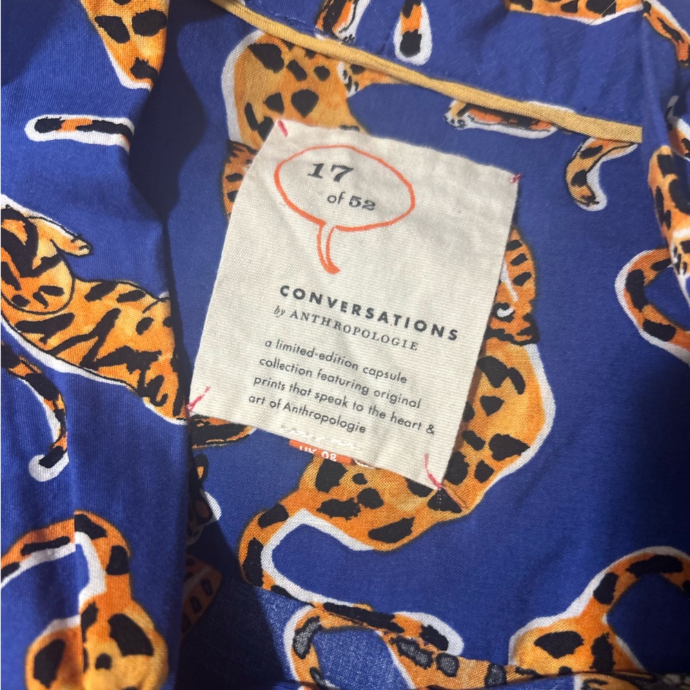 Anthropologie Blue and Orange Animal Print Blouse - Picture 4 of 4